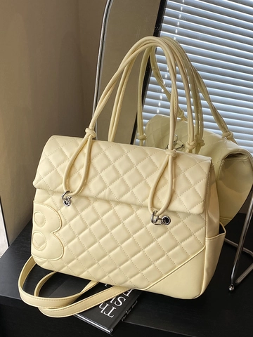Schicke Gesteppte Umhängetasche Große Kapazität Mit B-Buchstabe Koreanischer Stil PU-Leder Shopper Handtasche Für Damen Alltag
