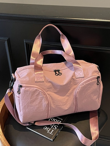 Bolso de Viaje de Gran Capacidad Con Compartimento Separado para Zapatos Color Sólido Nailon Ligero Bolso Deportivo para Mujer Hombre