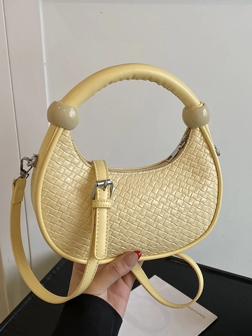 Fashion Women Woven Pattern PU Leather Dumpling Bag Minimalist Solid Color Crossbody Handbag Casual Hobo Shoulder Bag