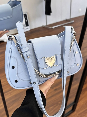 Dames Mode Okseltas Krokodillenpatroon PU-leer Crossbodytas Metalen Hartgesp Zilveren Ketting Y2K-stijl Schoudertas