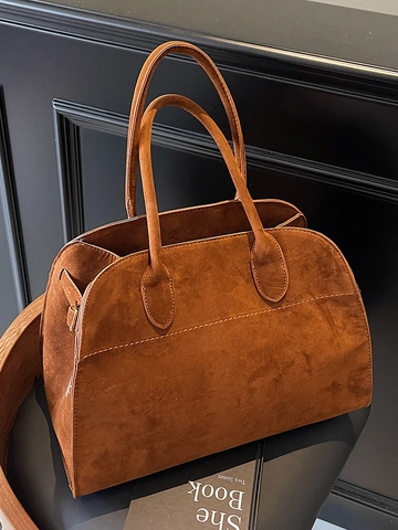 Retro Women PU Leather Shoulder Bag Large Capacity Suede Texture Crossbody Tote Bag Classic Commuter Handbag For Work Travel