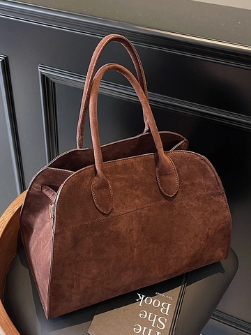 Retro Women PU Leather Shoulder Bag Large Capacity Suede Texture Crossbody Tote Bag Classic Commuter Handbag For Work Travel