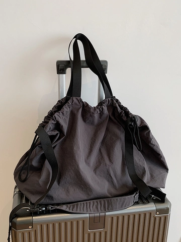 Borsa Hobo Minimalista in Tessuto Oxford Grande Capacità Coulisse Borsa a Tracolla da Donna Casual Quotidiano Viaggio Leggera Borsa Tote