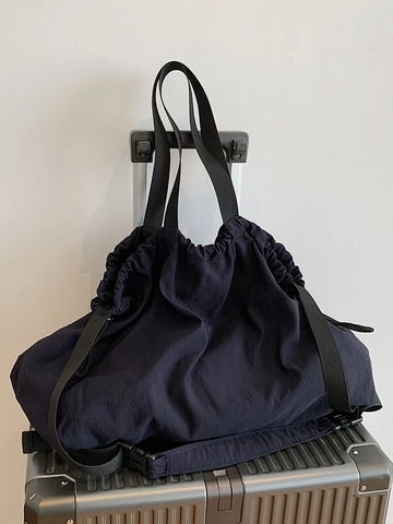 Borsa Hobo Minimalista in Tessuto Oxford Grande Capacità Coulisse Borsa a Tracolla da Donna Casual Quotidiano Viaggio Leggera Borsa Tote
