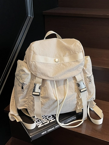 Mochila Casual de Tela de Nailon para Mujer Ligera Moda Bolso de Viaje Color Sólido Diseño Arrugado Bolso Urbano