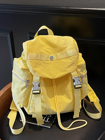 Mochila Casual de Tela de Nailon para Mujer Ligera Moda Bolso de Viaje Color Sólido Diseño Arrugado Bolso Urbano
