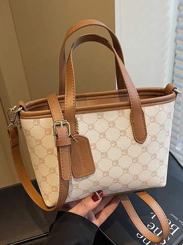 Borsa da Donna in Pelle PU con Monogramma Geometrico Urban Tote con Tracolla Regolabile Borsa a Tracolla Quotidiana