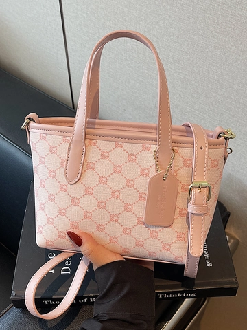 Borsa da Donna in Pelle PU con Monogramma Geometrico Urban Tote con Tracolla Regolabile Borsa a Tracolla Quotidiana