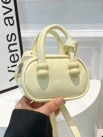 Bolso Bandolera Mini Cuadrado de Diseño de Nicho para Mujer Moda Cuero PU Bolso Ovalado Con Correa Ajustable