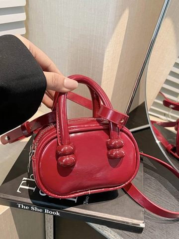 Bolso Bandolera Mini Cuadrado de Diseño de Nicho para Mujer Moda Cuero PU Bolso Ovalado Con Correa Ajustable