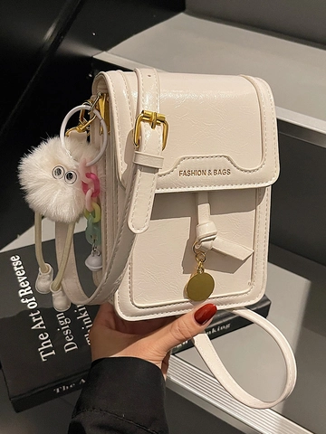 Borsa a Tracolla da Donna in PU Urban Minimalist Patchwork Cuciture Borsa Porta Cellulare Borsa Quadrata con Patta Chiusura Magnetica