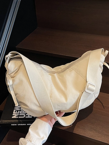 Bolso Bandolera de Nailon de Gran Capacidad para Mujer Bolso Tote Ligero Sencillo de Color Sólido para Viajes de Estudiante