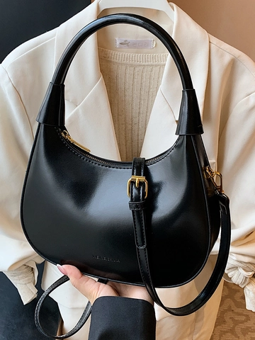 Borsa a Spalla a Mezzaluna in Pelle PU per Donna Minimalista Hobo Bag Pendolare Borsa Sottobraccio Casual con Tracolla