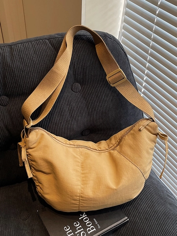Bolso Bandolera de Nailon de Gran Capacidad para Mujer Bolso Tote Ligero Sencillo de Color Sólido para Viajes de Estudiante