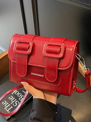 Elegante Borsa a Tracolla Quadrata Piccola in Pelle PU con Doppia Fibbia da Donna Borsa Messenger Casual Vintage da Ufficio