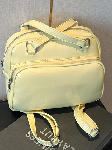 2025 Sommer Neu Damen Lackleder Schultertasche Trendy Multi-Way Rucksack Glänzende PU Einfache Unterarmtasche Quadratische Umhängetasche Handtasche