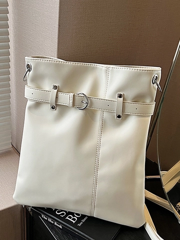 Bolso Bombonera de Cuir PU de Gran Capacidad para Mujer Plisado Cordón Bolso de Hombro Mochila Multifuncional Bolsa Urbana
