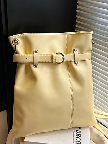 Bolso Bombonera de Cuir PU de Gran Capacidad para Mujer Plisado Cordón Bolso de Hombro Mochila Multifuncional Bolsa Urbana