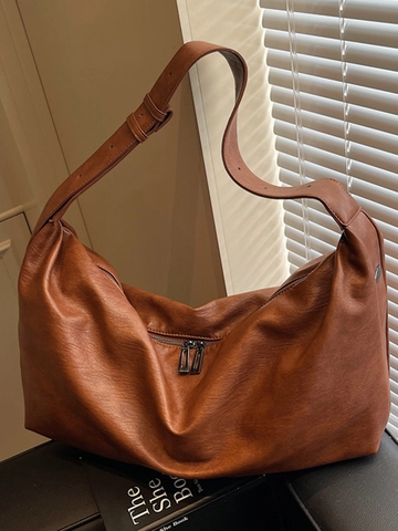 Borsa a Tracolla Hobo in Pelle PU a Grande Capacità Minimalista per Donna Borsa a Mano Morbida Vintage Casual da Pendolare