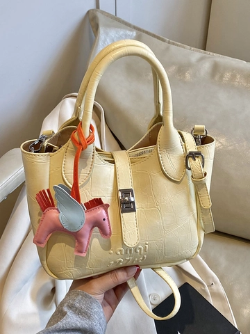 Mode Damen PU Leder Krokodil Muster Beuteltasche Minimalistische Schulter Umhängetasche Mit Pegasus Anhänger Retro Handtasche
