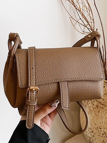 Sac à Épaule Minimaliste en Cuir PU Grain de Galet pour Femmes Vintage Couture Sac Bandoulière Élégant Petit Sac Carré