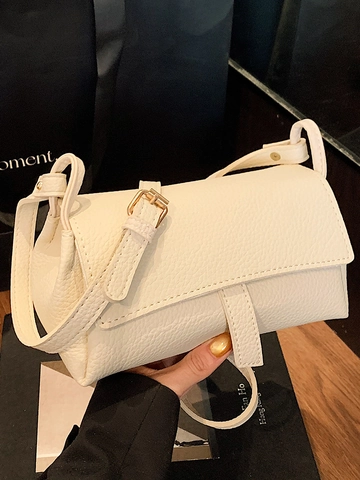 Sac à Épaule Minimaliste en Cuir PU Grain de Galet pour Femmes Vintage Couture Sac Bandoulière Élégant Petit Sac Carré