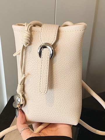 Women's Mini Crossbody Phone Bag Fashion PU Leather Shoulder Bag Horseshoe Buckle Small Square Bag Solid Color Daily Top