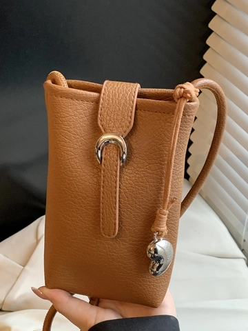 Women's Mini Crossbody Phone Bag Fashion PU Leather Shoulder Bag Horseshoe Buckle Small Square Bag Solid Color Daily Top