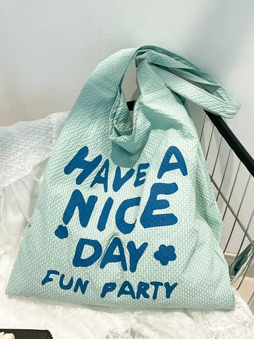Große Kapazität Leinwand Tragetasche Für Damen Casual Koreanischer Stil Waffel Textur Buchstaben Druck Schultertasche