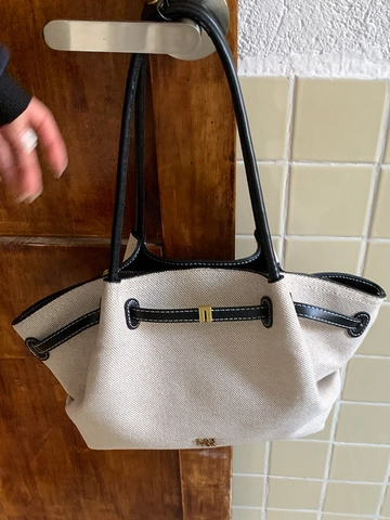 Dames Retro Canvas Leer Splicing Tote Tas Grote Capaciteit Onderarm Schoudertas Minimalistische Handtas Stedelijke Mode Tas