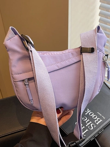 Borsa a Mezzaluna in Nylon Minimalista per Donna Borsa a Tracolla a Forma di Dumpling a Grande Capacità Tracolla Regolabile