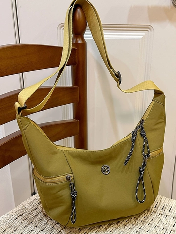 Borsa a Tracolla in Nylon Casual da Donna Grande Capacità Minimalista Borsa Dumpling a Mezzaluna Con Tasche Multiple