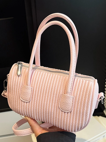Women Vintage PU Leather Cylinder Shoulder Bag Vertical Pleated Texture Crossbody Handbag Fashionable Urban Minimalist Daily Purse