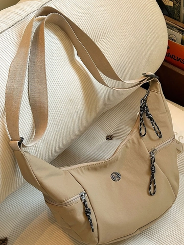 Borsa a Tracolla in Nylon Casual da Donna Grande Capacità Minimalista Borsa Dumpling a Mezzaluna Con Tasche Multiple