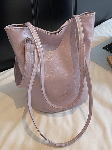 Damen Krokodilmuster PU Leder Eimertasche Urban Einfach Schulter Umhängetasche Große Kapazität Tote Mit Magnetverschluss