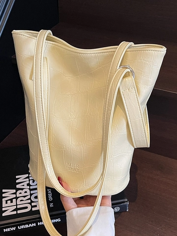 Damen Krokodilmuster PU Leder Eimertasche Urban Einfach Schulter Umhängetasche Große Kapazität Tote Mit Magnetverschluss