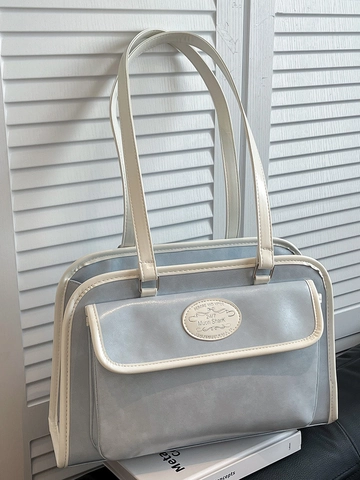 Borsa Tote in Pelle PU a Grande Capacità per Donna Retro Bordo a Contrasto Minimalista Borsa a Spalla Sottobraccio Handbag Moda