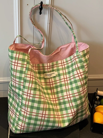 Bolso Tote de Lona de Gran Capacidad para Mujer Patrón de Cuadros Tablero de Ajedrez Ondas Bolso de Hombro Casual Viaje Diario Escuela Bolso Versátil