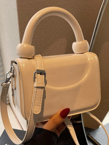 Bolso Cuadrado Pequeño para Mujer Cuero PU Asa Esférica Bolso de Mano Viaje Diario Bolso de Hombro Correa Desmontable Urbano Simple Casual