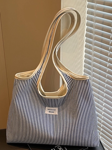 Damen Gestreift Segeltuch Tragetasche Große Kapazität Minimalistisch Schultertasche Trendy Täglich Pendeln Shopper Handtasche Schick Elegant