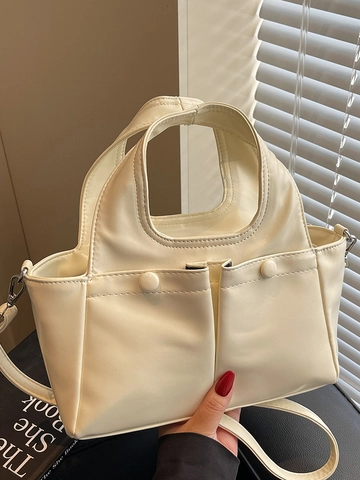 Borsa a Spalla Donna in Pelle PU Lucida Minimalista Borsa a Mano con Doppie Tasche e Tracolla Regolabile