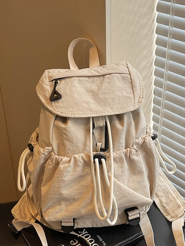 Women Fashion Nylon Backpack Korean Style Large Capacity School Bag For High College Students Minimalist Casual Travel Rucksack