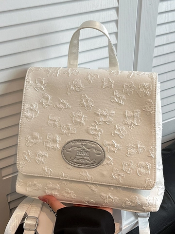 Zaino da Donna alla Moda in Nylon con Fiori Goffrati in Stile Vintage in Pelle Cerata Zaino per Studenti Elegante Borsa per Tutti i Giorni