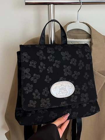 Zaino da Donna alla Moda in Nylon con Fiori Goffrati in Stile Vintage in Pelle Cerata Zaino per Studenti Elegante Borsa per Tutti i Giorni