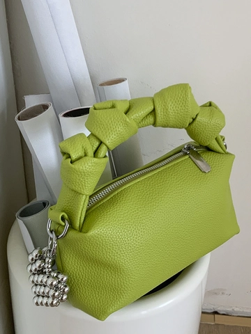 Borsa a Mano da Donna Plissettata Personalizzata Semplice in PU Trama a Grana Piccola Borsa Quadrata Con Pendente Borsa a Tracolla