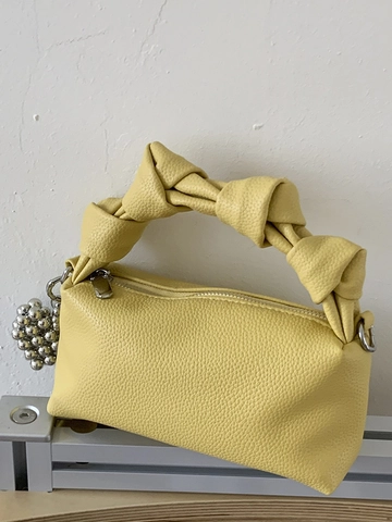 Borsa a Mano da Donna Plissettata Personalizzata Semplice in PU Trama a Grana Piccola Borsa Quadrata Con Pendente Borsa a Tracolla