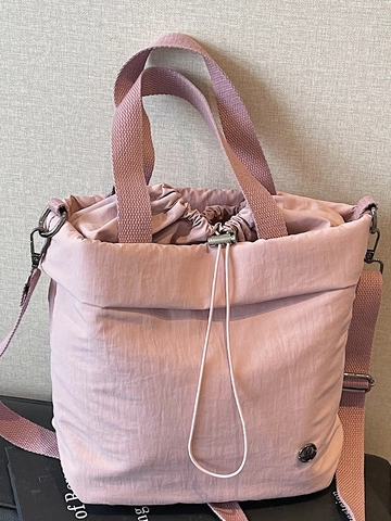 Bolso Tote de Tela Minimalista para Mujer con Cordón Bolso de Hombro y Bandolera Casual Diario con Correa Ajustable Color Sólido
