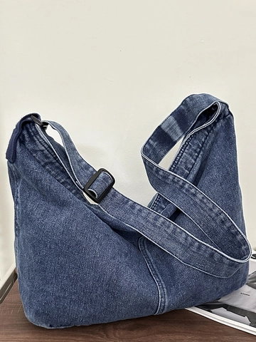 Grote Capaciteit Japanse Streetwear Denim Crossbodytas Harajuku Retro Gewassen Denim Schoudertas Voor Mannen Vrouwen Dagelijks