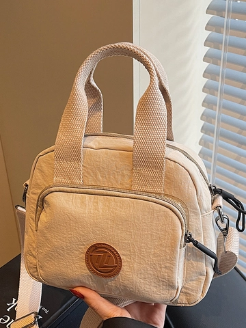 Women Urban Minimalist Fabric Shoulder Bag Casual Crossbody Bag With Top Handle Square Fabric Handbag For Daily Use
