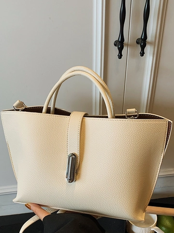 Damen Große Kapazität Tote Bag PU Leder Umhängetasche Urban Simple Commuter Crossbody Tasche Mit Perle Herz Bogen Anhänger